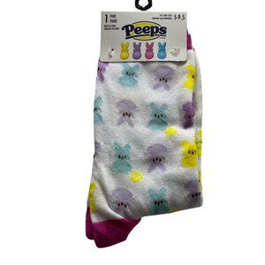 Peeps Bunny Pastel Easter Crew Socks Cute Candy Print Womens 5-9